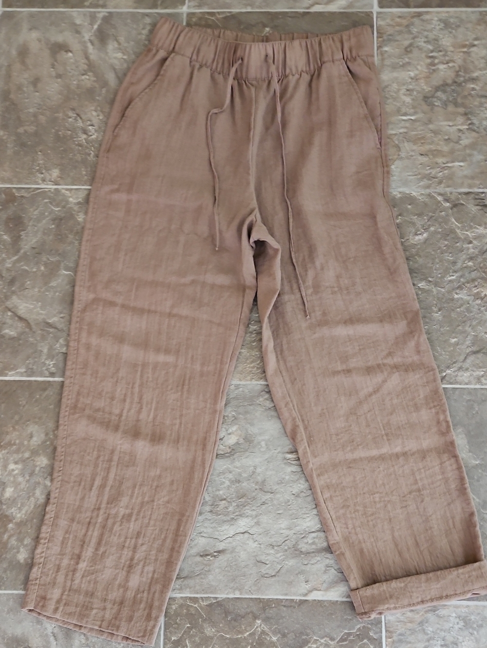 H&M Women's Drawstring Relaxed Pants - Brown